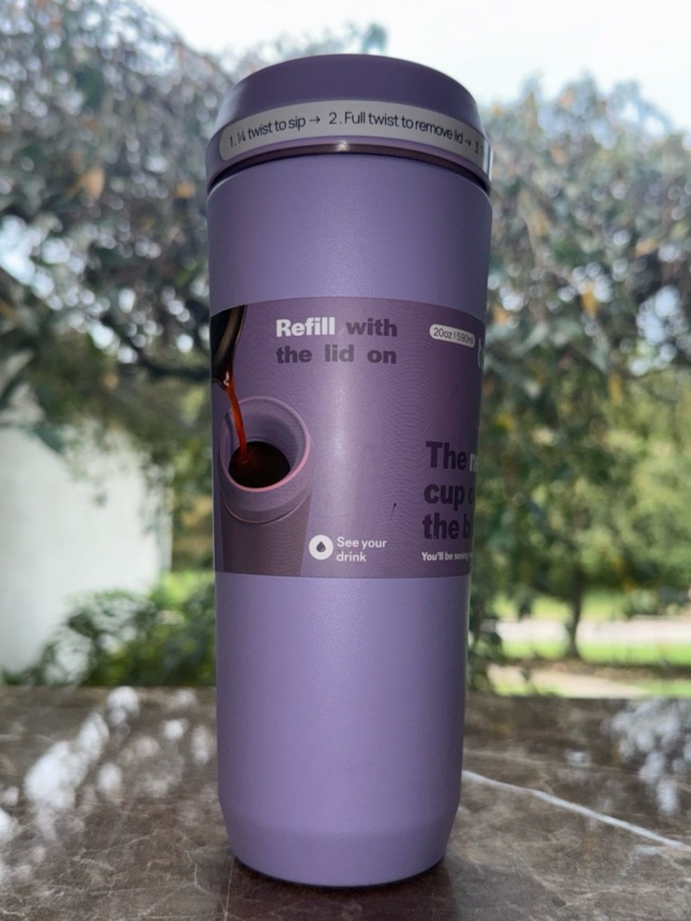Matte Purple Travel Tumbler with Twist-Open Lid